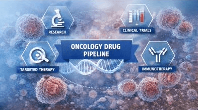 Pharmaceutical oncology pipeline concept graphic